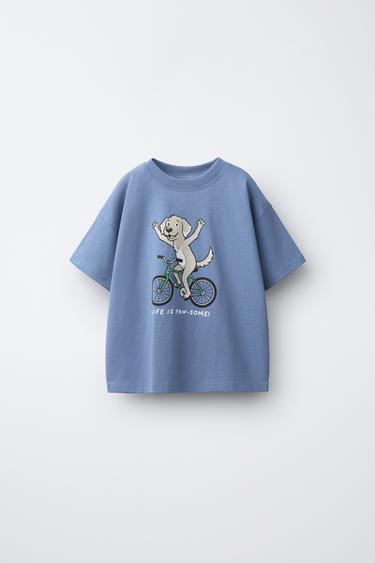 CAMISETA ESTAMPADO - Azul de Zara