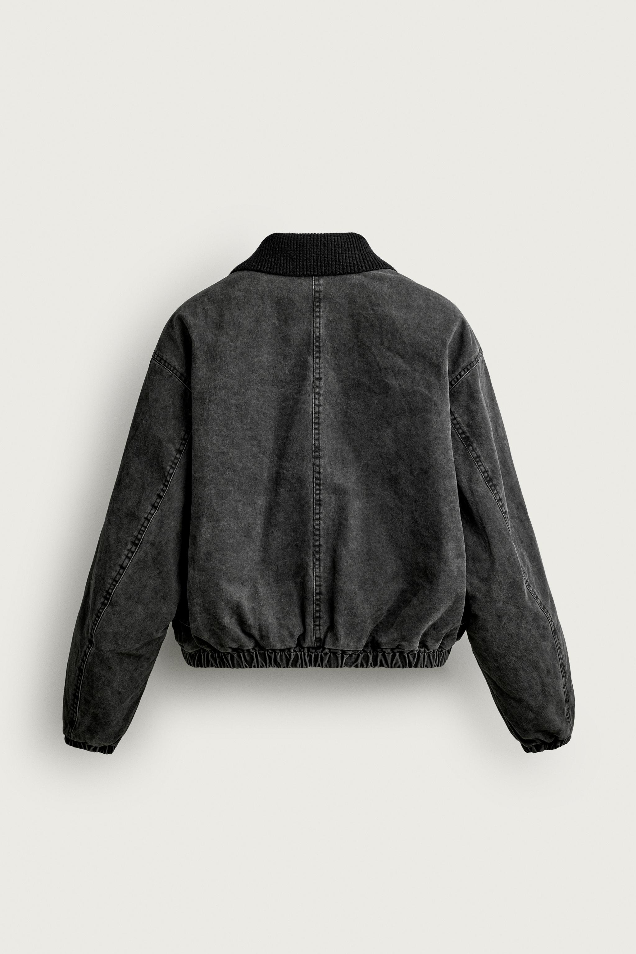 CROPPED FIT JACKET WITH KNIT COLLAR