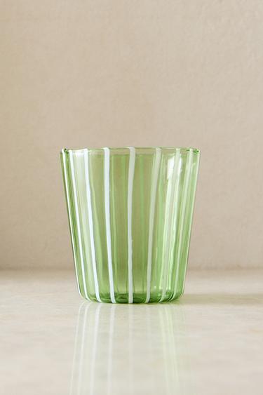STRIPED BOROSILICATE TUMBLER - Green by Zara