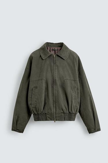Zara 水洗襯墊夾克 - 深卡其色