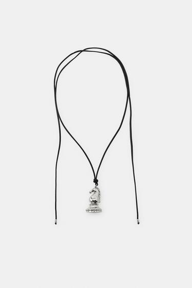 CHESS PIECE CORD NECKLACE - Silver by Zara