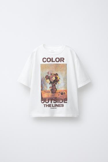 CAMISETA ESTAMPADO CUADRO RELIEVE - Blanco roto de Zara - Imagen 0