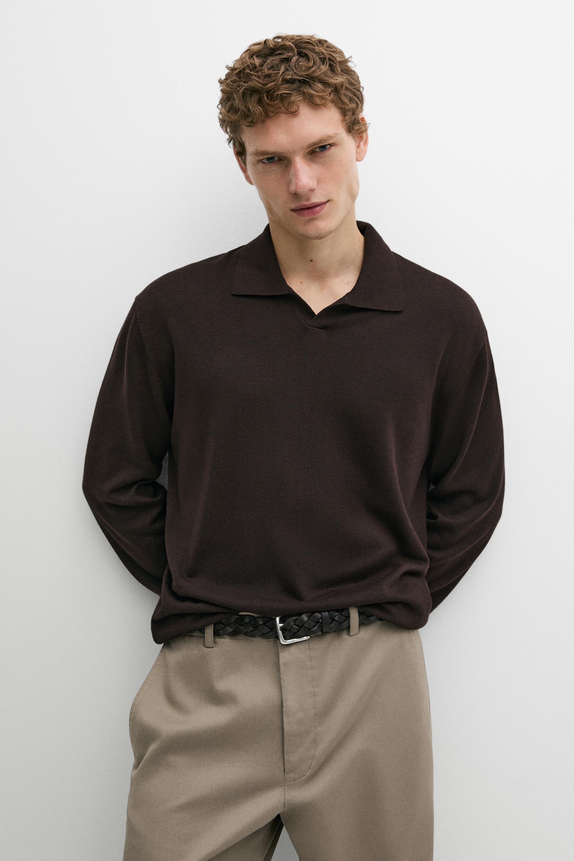 Polo collar knit sweater