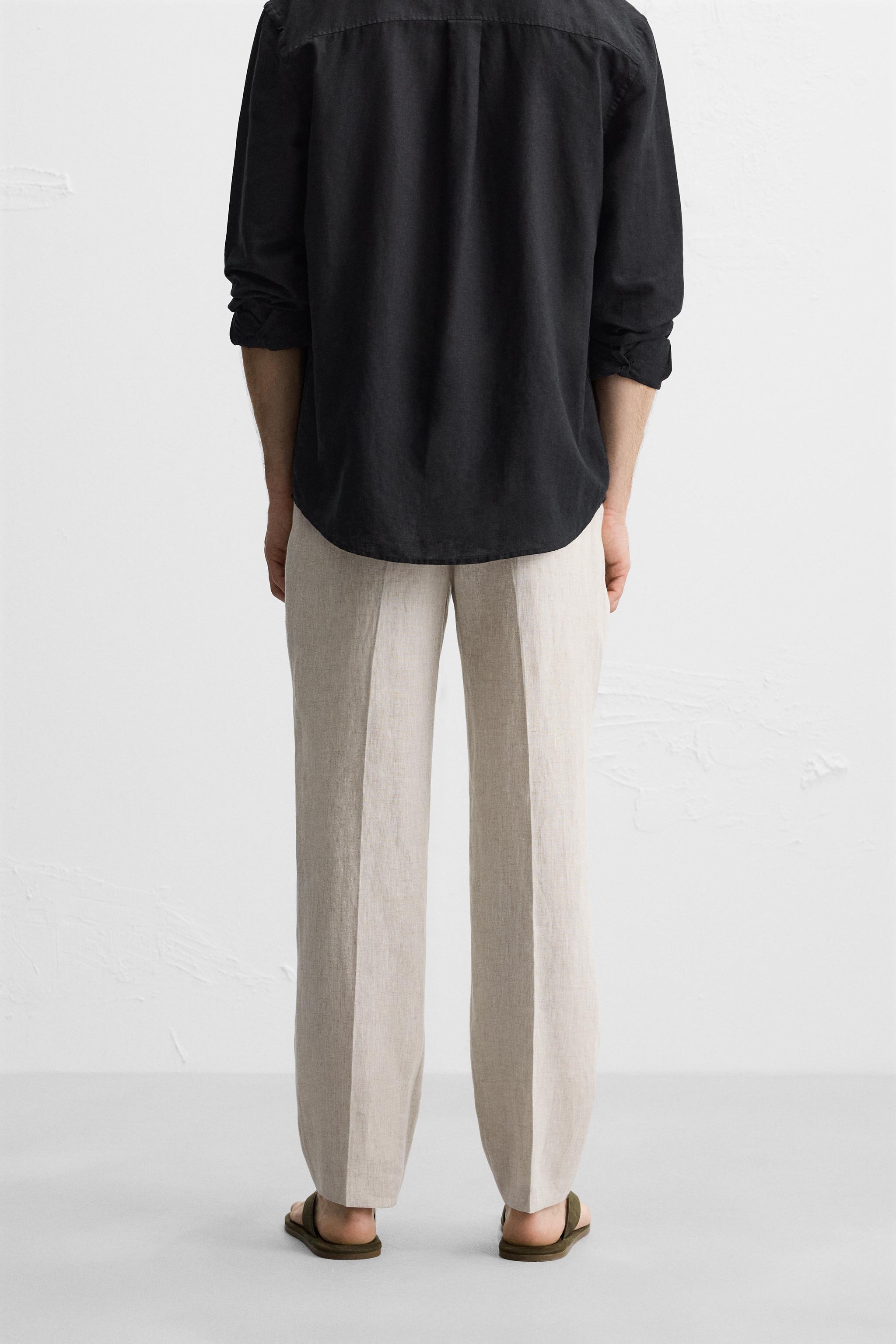 PANTALON 100 % LIN PLIS