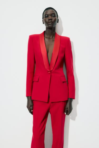 BLAZER SMOKING COMBINADO - Vermelho da Zara
