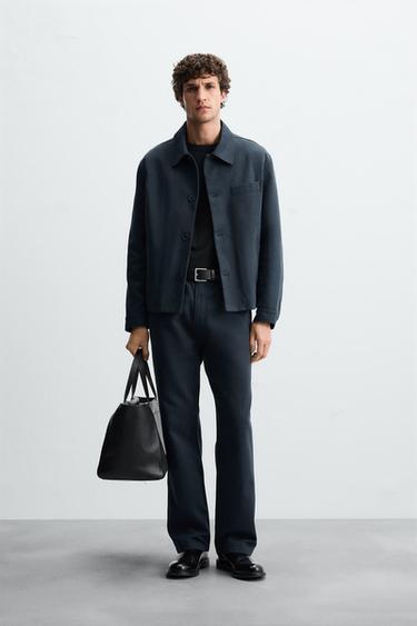 PANTALÓN ALGODÓN - LYOCELL - Marino de Zara - Imagen 0