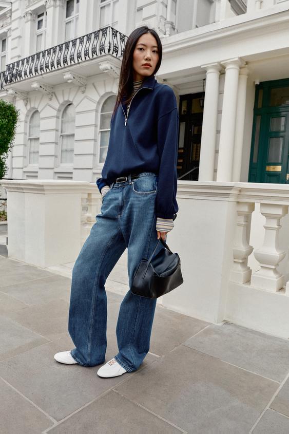 METAL ZIP SWEATSHIRT - Navy blue by Zara - Image 0