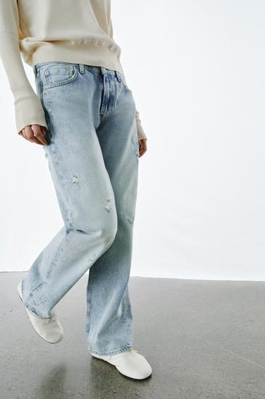 ZW COLLECTION RELAXED STRAIGHT LOW-RISE JEANS - Blue by Zara