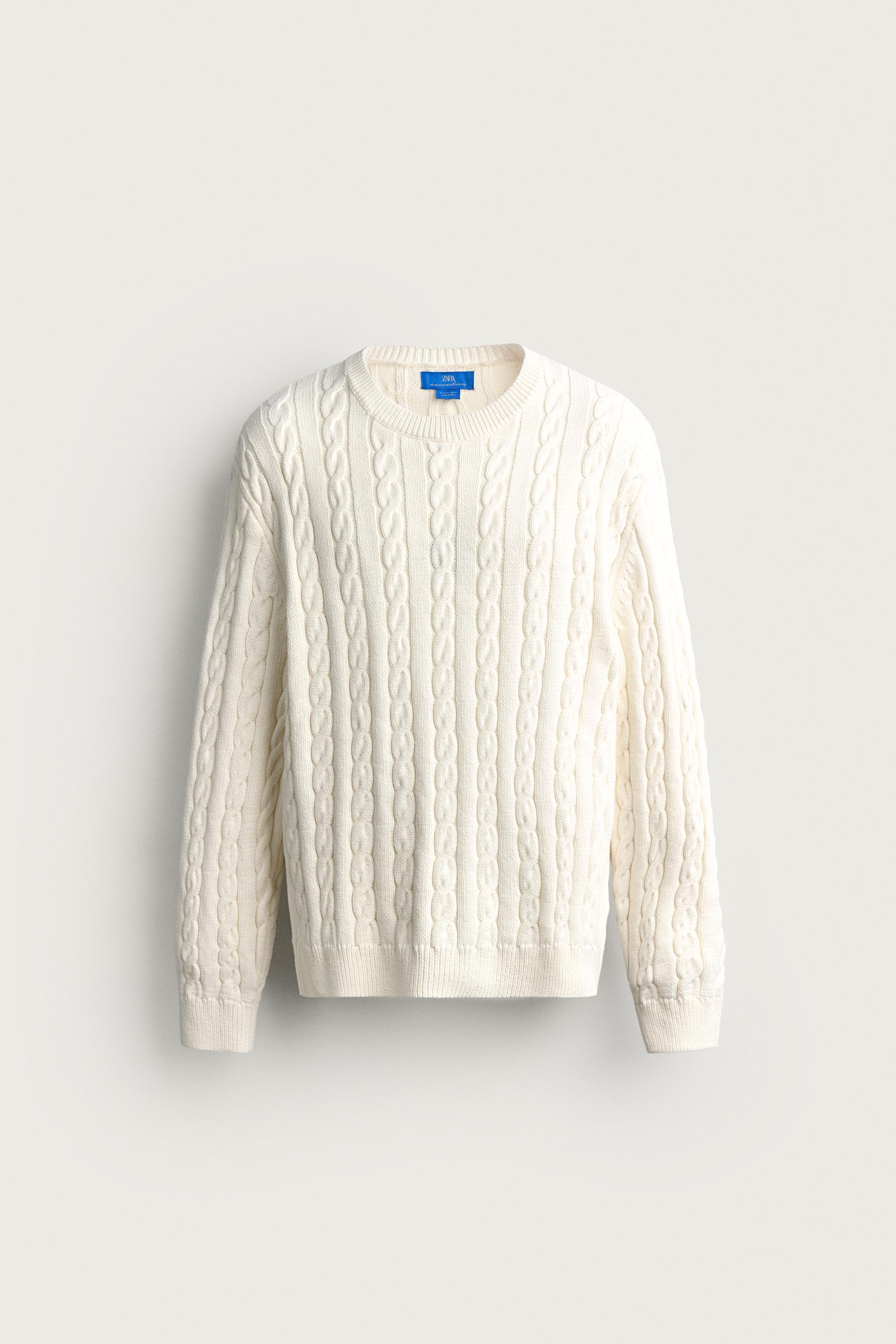 AARON LEVINE X ZARA TEXTURED CABLE KNIT JUMPER — Ecru