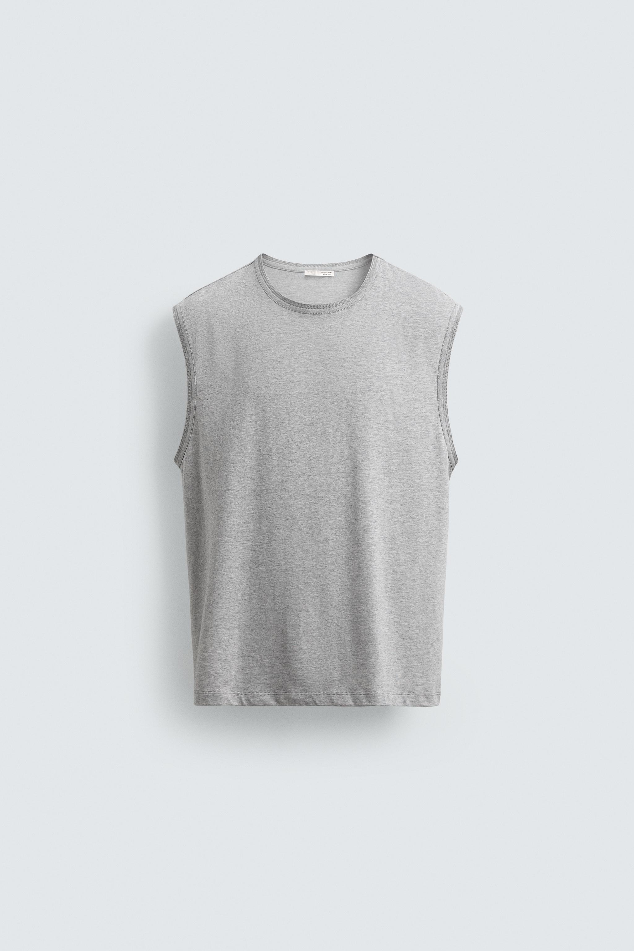 RELAXED FIT TANK T-SHIRT — Grey marl