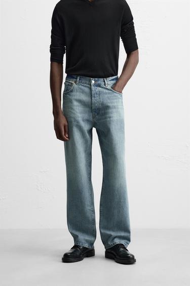 JEANS MED STRAIGHT LEG - RELAXED FIT - mellemblå fra Zara