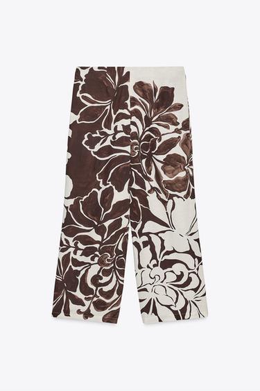 PANTALON CROISÉ IMPRIMÉ FLEURS - Écru / Marron de Zara - Image 5