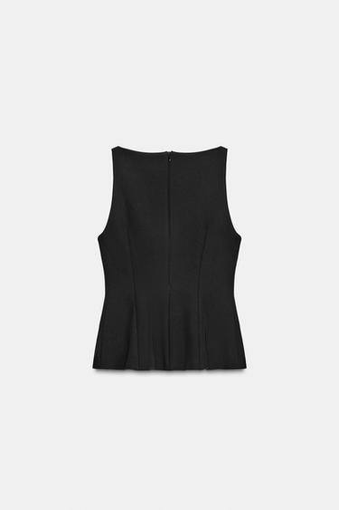 TOP WITH RHINESTONE BUTTONS - Black by Zara - Image 5