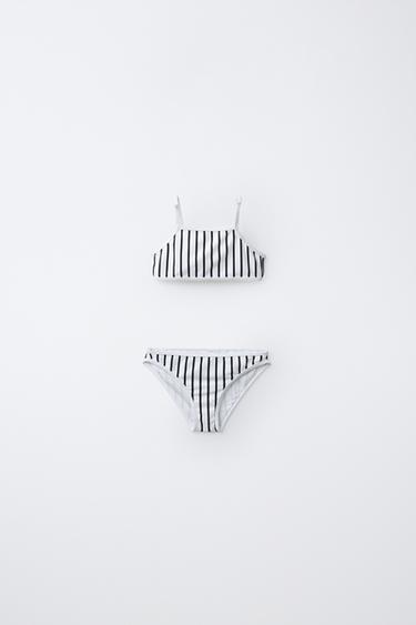 6-14 YEARS / TEXTURED STRIPED BIKINI - Black by Zara - Image 0