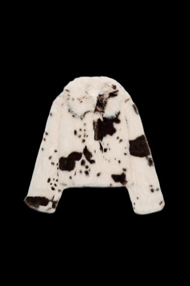 ANIMAL PRINT FAUX FUR JACKET - brown/white by Zara - Image 0