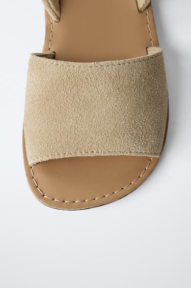 SANDALES EN CUIR - Marron sable de Zara - Image 5