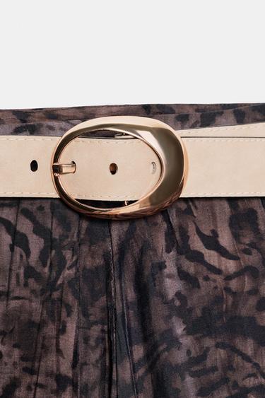 JUPE MI-LONGUE IMPRIMÉE AVEC CEINTURE - Aubergine foncé de Zara - Image 7