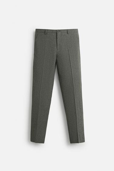 PANTALÓN TRAJE PATA DE GALLO - Verde / Crudo de Zara