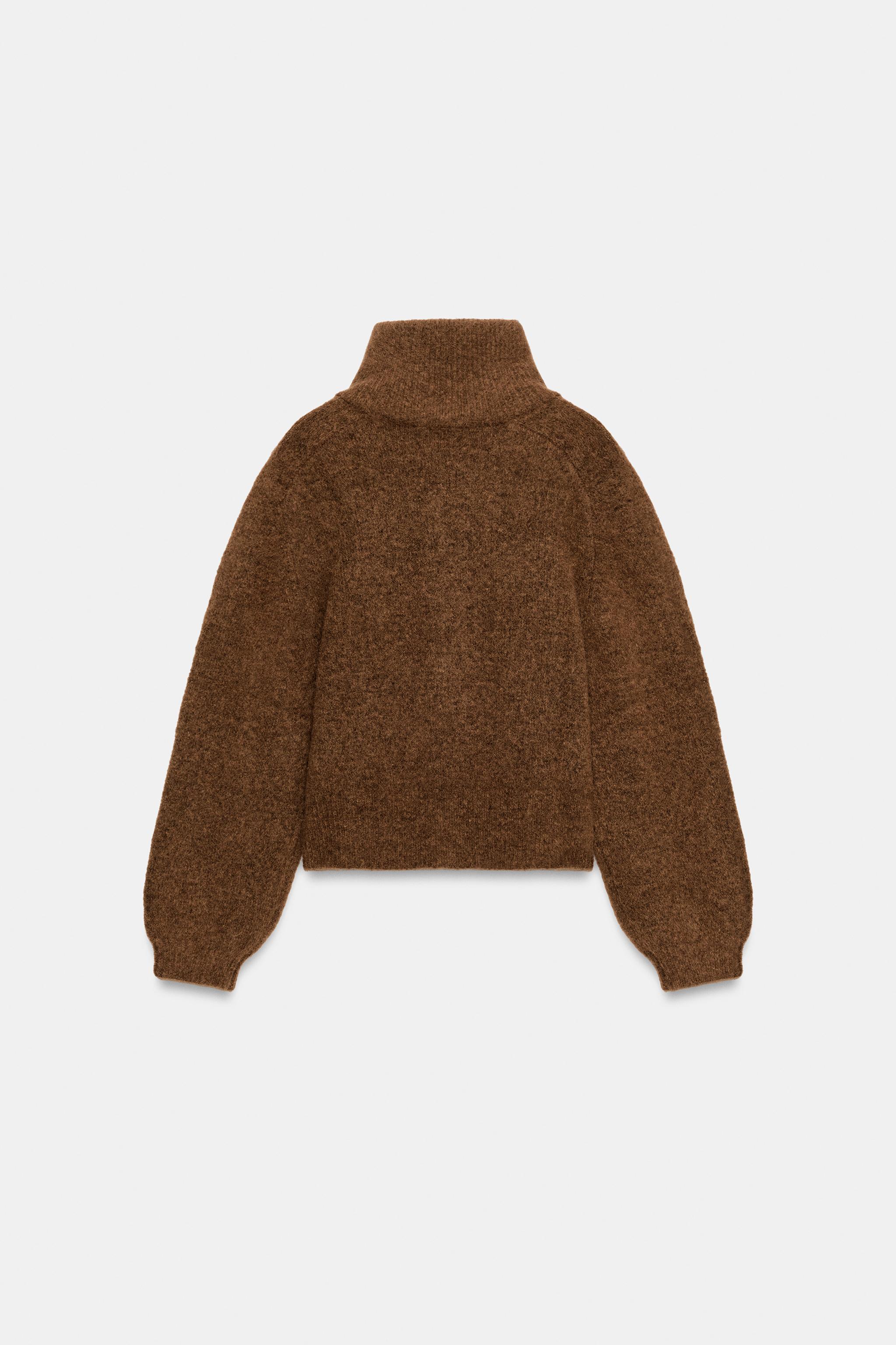 CASACO DE TRICÔ COM ZÍPER - Ocre | ZARA Brasil
