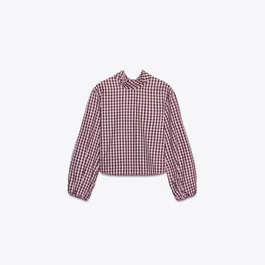 CAMISA POPELÍN CUADRO VICHY - Rosas de Zara