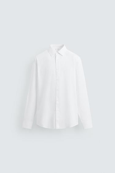 Zara REGULAR FIT TEXTURED SHIRT - White