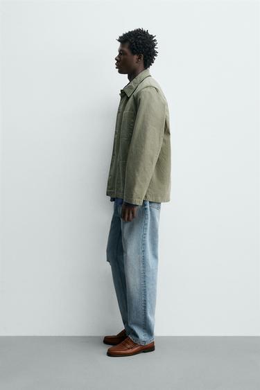 WASHED REGULAR FIT OVERSHIRT - washed green by Zara - Image 3