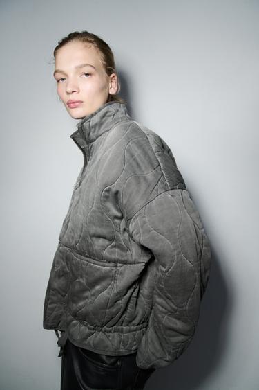 PADDED JACKET ZW COLLECTION - Grey by Zara - Image 1