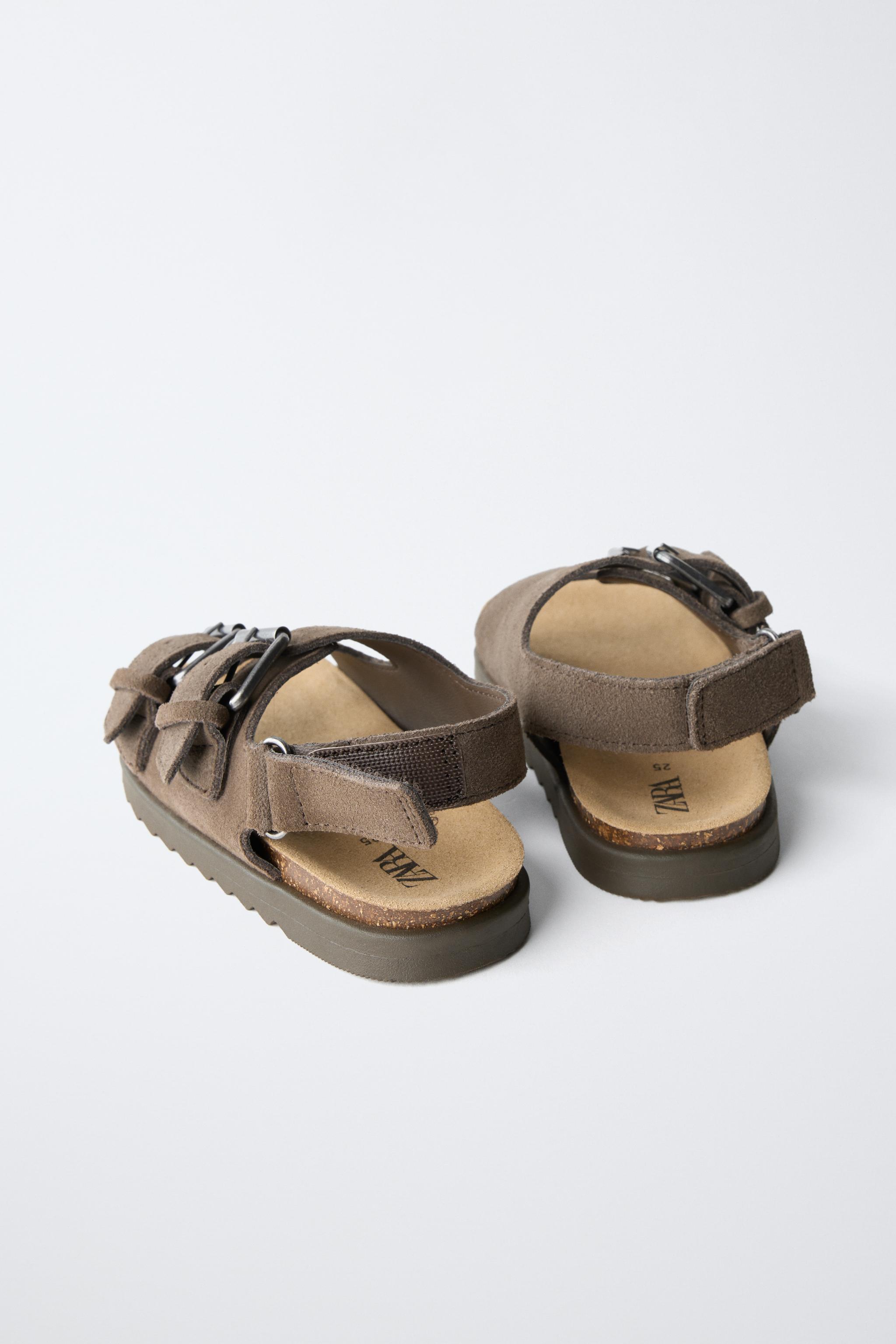 Детские сандалии Zara LEATHER BUCKLE SANDALS — фото 5