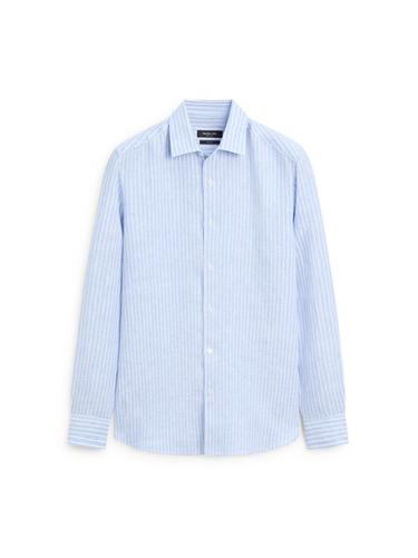 Zara Regular fit striped linen shirt - Light blue