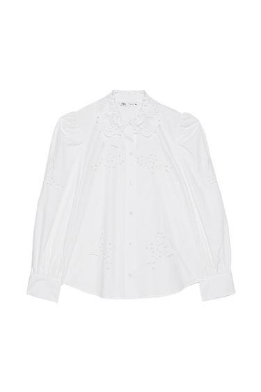 POPLIN SHIRT WITH EYELET EMBROIDERY