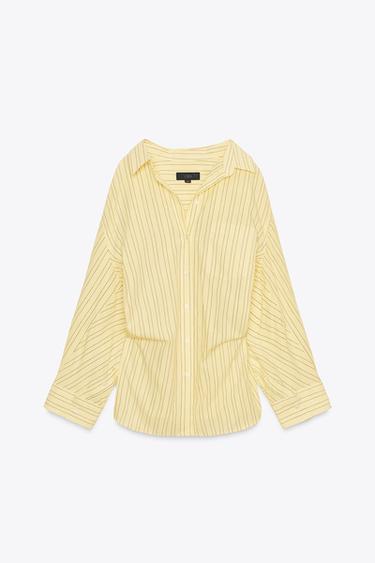 OVERSIZE STRIPED POPLIN SHIRT - Yellow by Zara