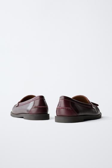 LEATHER TASSEL LOAFERS LIMITED EDITION - Burgundy Red by Zara - Image 4