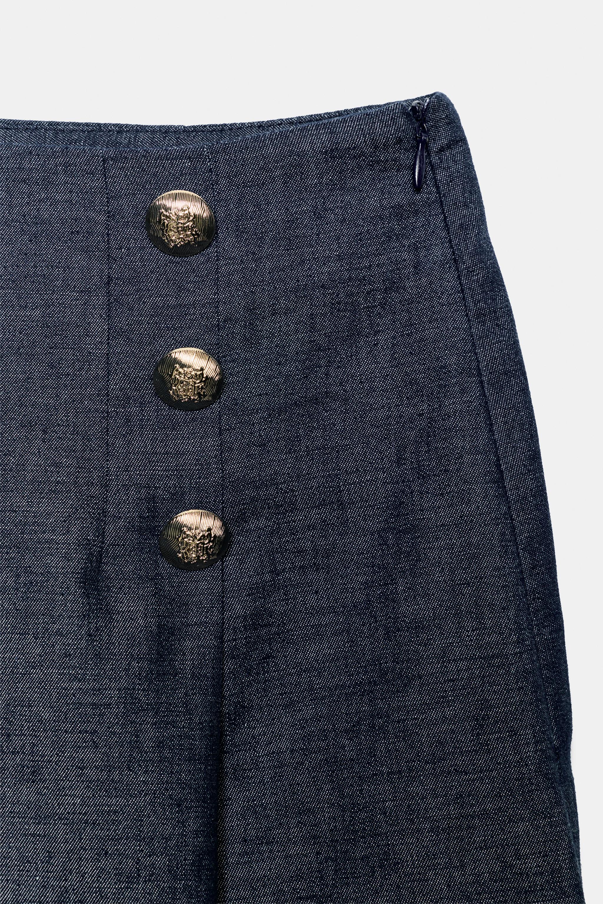 Женские шорты Zara LONG BUTTONED LINEN SHORTS — фото 7