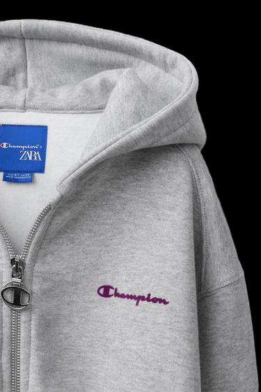 CHAMPION ® X ZARA FLOCK TEXT ZIP-UP HOODIE - Grey marl by Zara