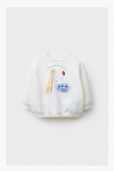 3D ANIMAL SWEATSHIRT - Light ecru by Zara