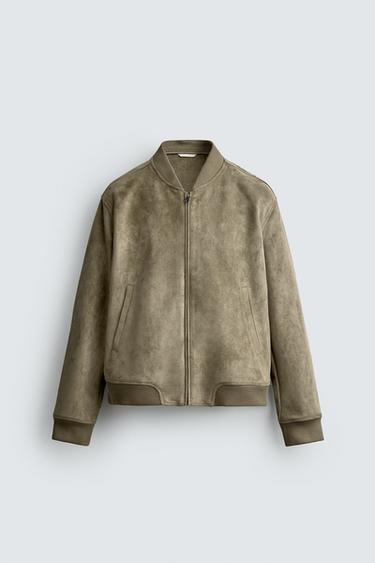 CAZADORA BOMBER EFECTO ANTE - Verde Oliva de Zara