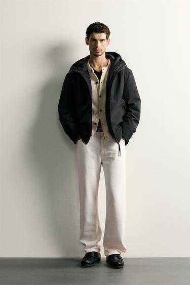 WATER-REPELLENT TECHNICAL HOODED JACKET - Black by Zara