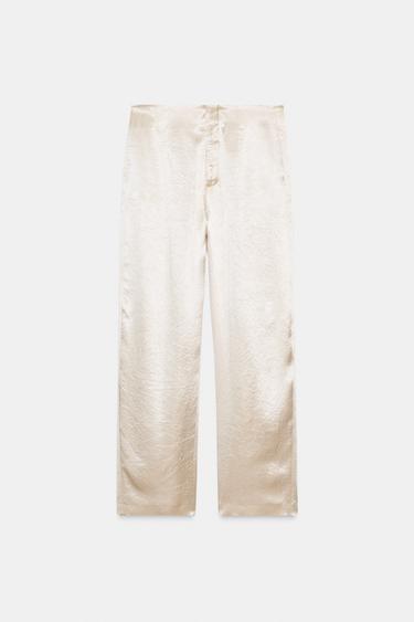 PANTALÓN RECTO SATINADO ZW COLLECTION - Beige de Zara