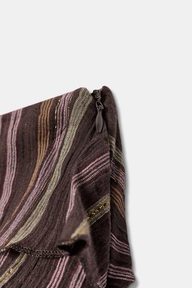 METALLIC THREAD STRIPED SKORT - Brown by Zara - Image 7