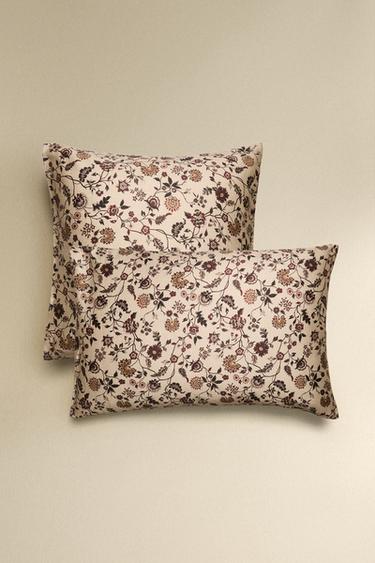 FEDERA GUANCIALE SATIN STAMPATO FIORI - Beige di Zara - Immagine 0