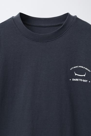 LOGO PRINT T-SHIRT - Grey / Blue by Zara - Image 2