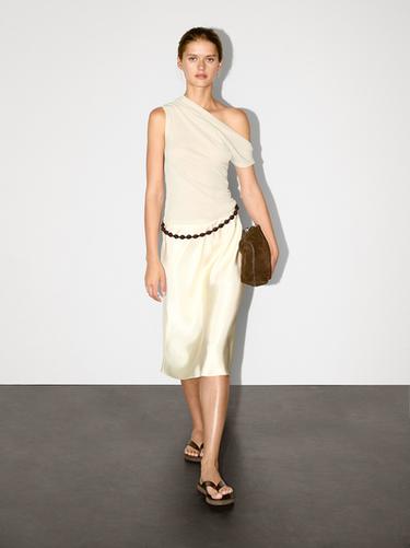 Zara 100% cotton asymmetric top - Sand - Image 0