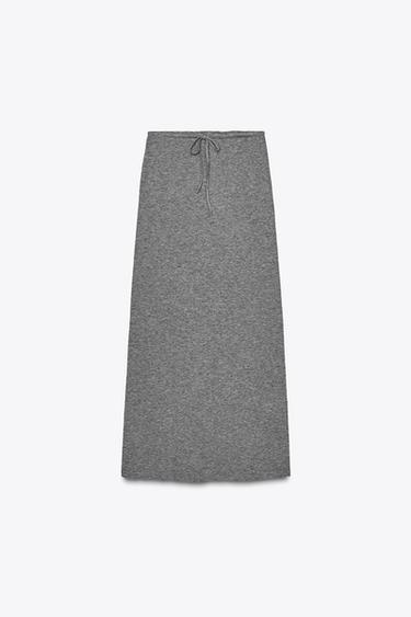 FALDA LARGA LANA 100% - Gris vigoré de Zara