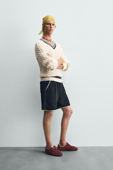 CONTRAST TOWELLING BERMUDA SHORTS - Navy blue by Zara - Image 3