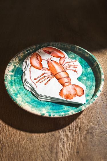 PACK OF 20 LOBSTER PAPER NAPKINS - Orange by Zara