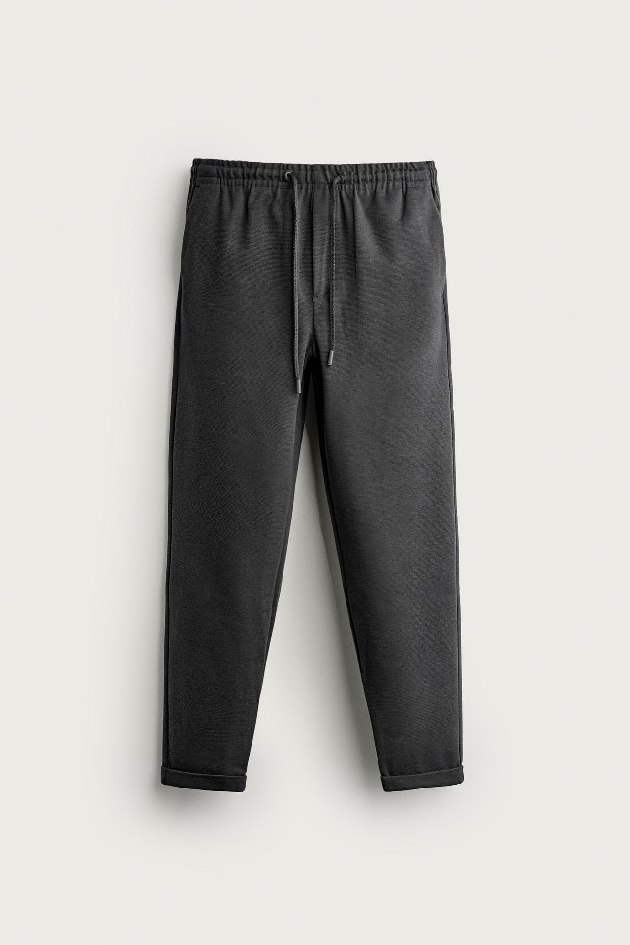 EASY CARE JOGGER-WAIST PANTS — Charcoal gray