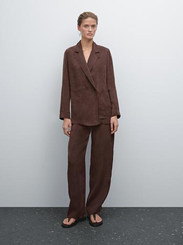 Zara Faded double-breasted blazer - vanilla-black - Image 0