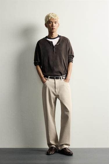 RELAXED FIT JEANS - Ecru / Black by Zara - Image 0