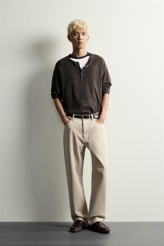 RELAXED FIT JEANS - Ecru / Black de Zara - Imagen 0