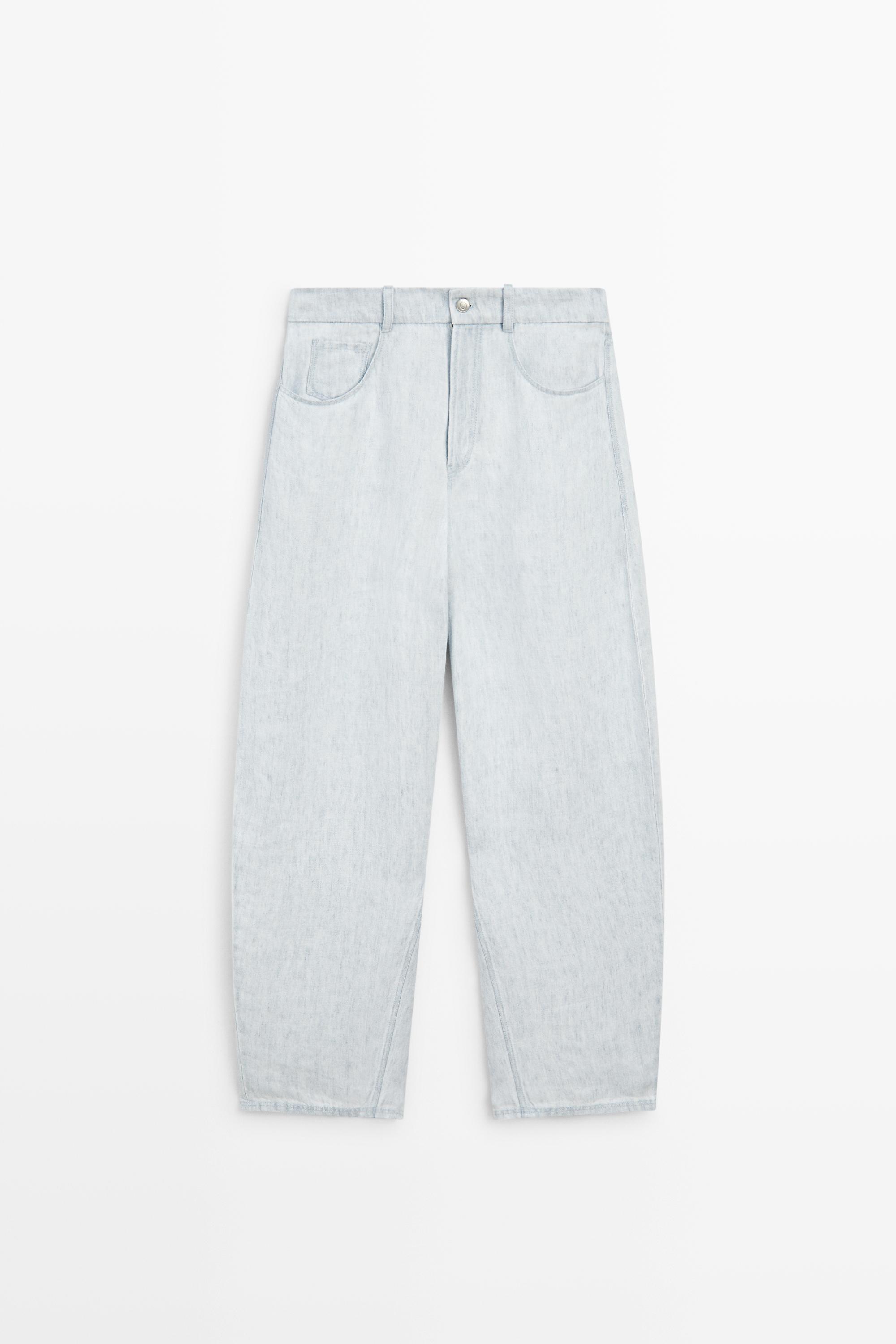 100% linen barrel fit pants - STUDIO
